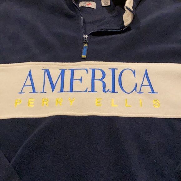 Vintage 90s Perry Ellis America pullover sweatshirt size XXL spell out on front - Picture 2 of 10